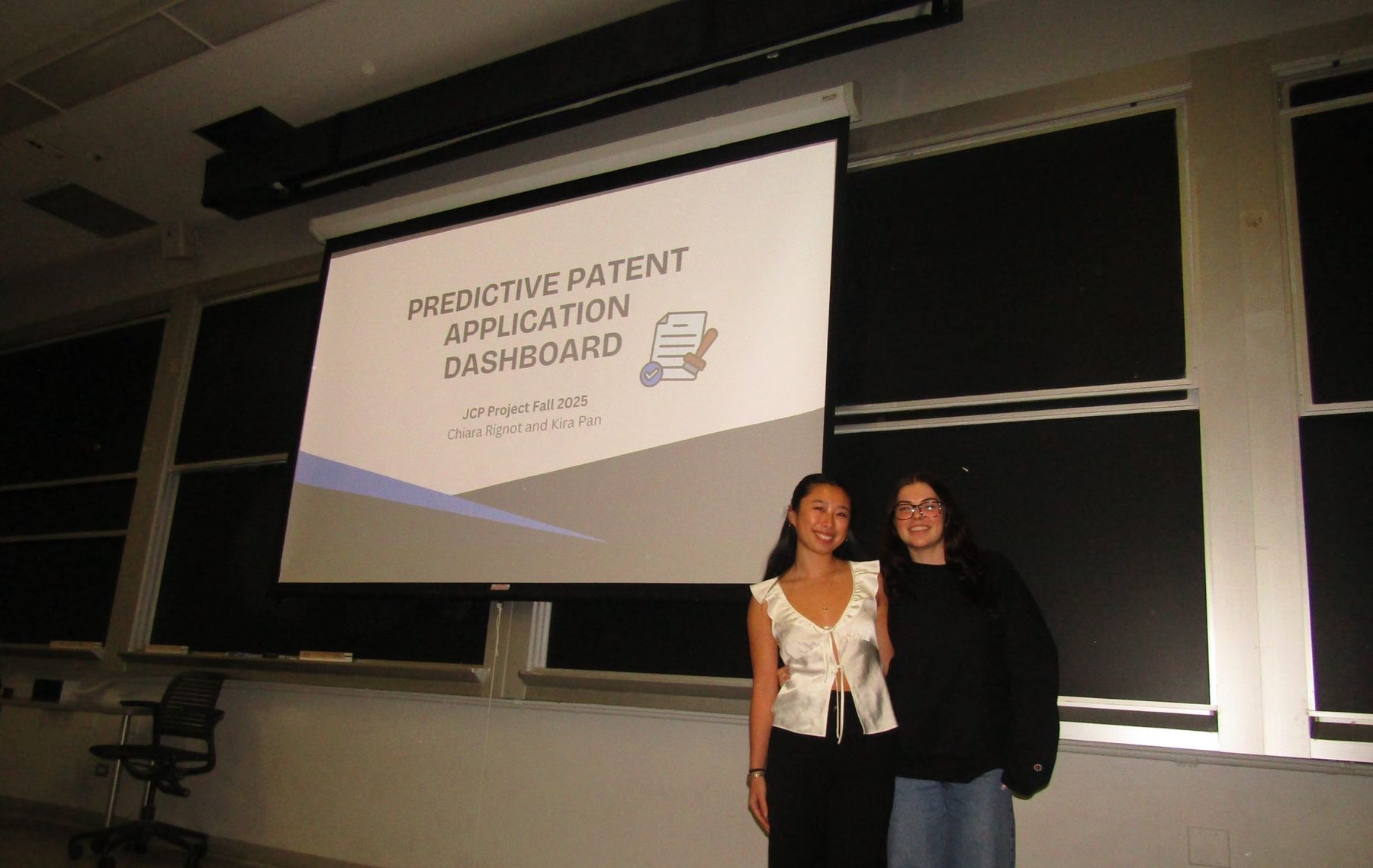 Kira and Chiara presenting their Fall 2025 Junior Consultant Program final project
